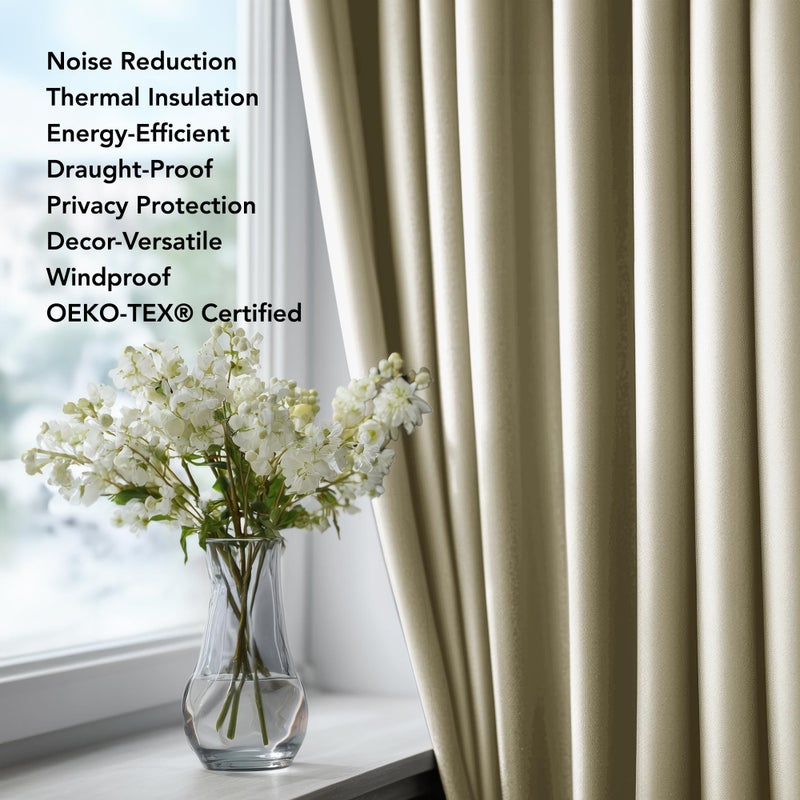 Deconovo Blackout Curtains for Bedroom, Thermal Insulated Room Darkening Grommet Window Drapes, Beige, 42W x 45L Inch, Pack of 2 for Living Room & Nursery Privacy Panels - Image 4